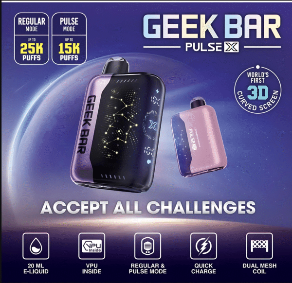 美國爆款 Geek Bar Pulse X 25000 Puffs 小火箭拋棄式電子煙 雙模式 18ML大容量