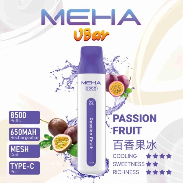 meha8500-百香果 Meha Vbar 8500 Puffs 拋棄式電子煙 台灣一次性電子煙推薦 現貨
